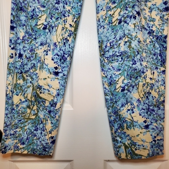 Talbots Blue Beige Floral Ankle Dress Pants Sz 4P - Picture 4 of 10